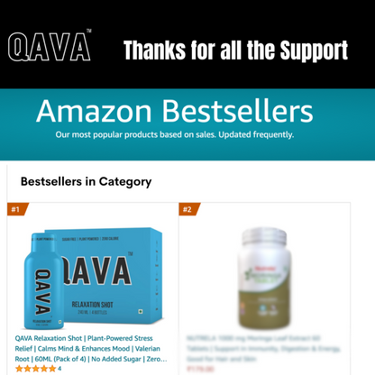 QAVA Relaxation Shot | Plant Powered | Kava Kava | 55 ML (Pack of 4) | No Added Sugar | Zero Calorie