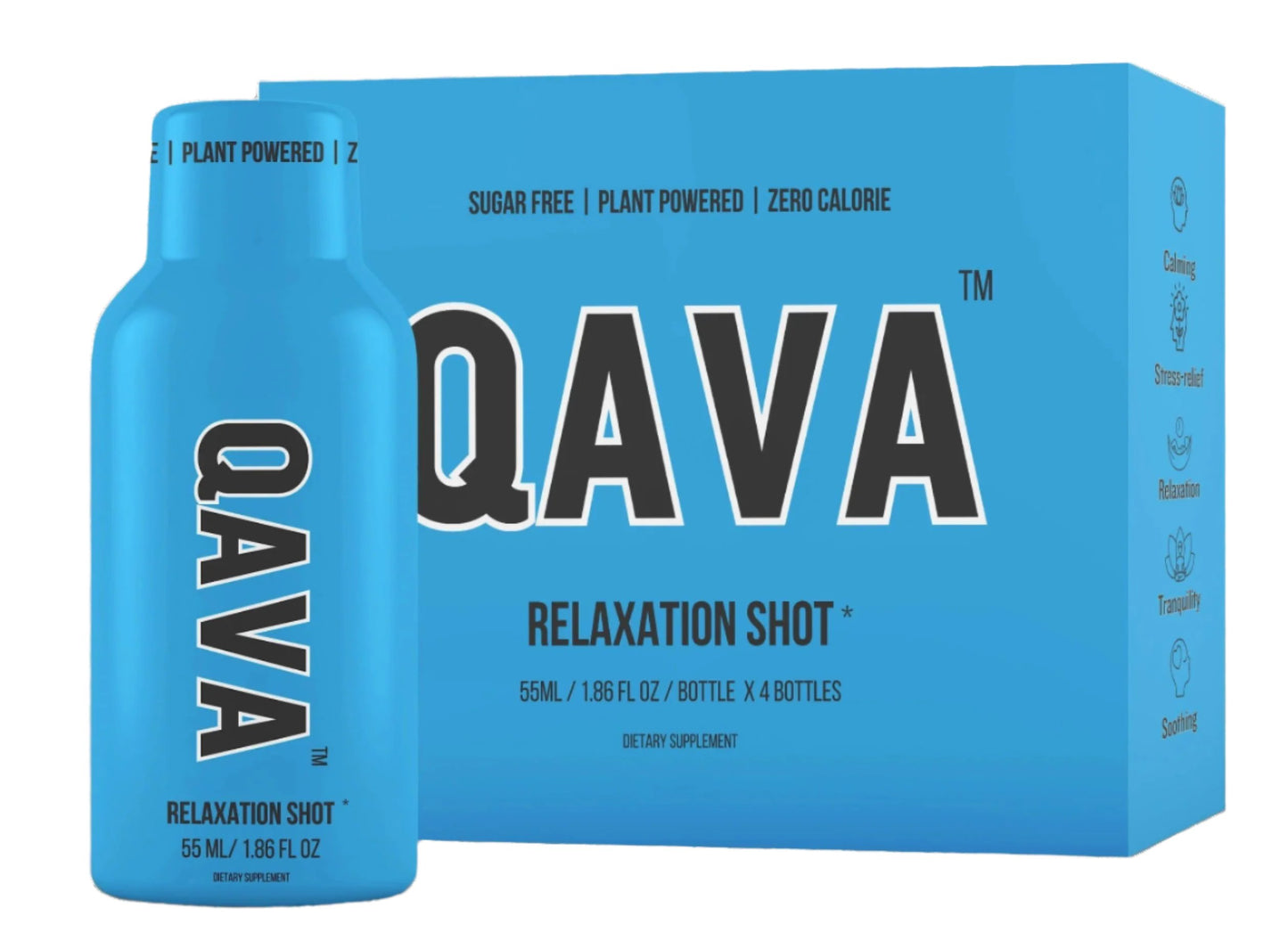 QAVA Relaxation Shot | Plant Powered | Kava Kava | 55 ML (Pack of 4) | No Added Sugar | Zero Calorie